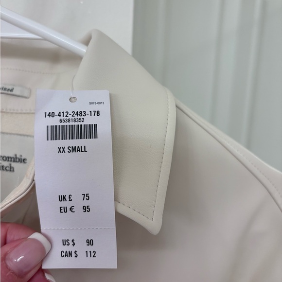 Cream Oversized Button Down Shirt Abercrombie and Fitch XXS Cream - Picture 3 of 3